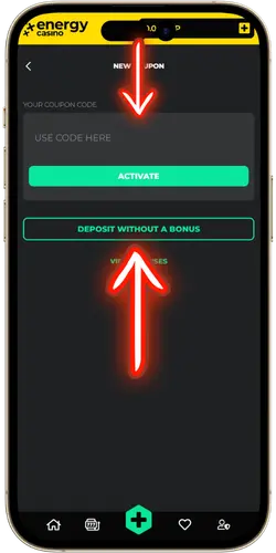 Energy Casino bonus activation